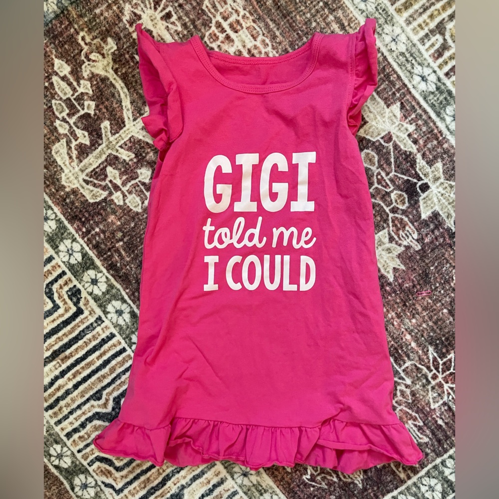 “Gigi told me I could” Pink Toddler Dress with Ruffles
